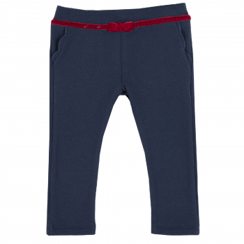 Брюки Chicco, принт Красный ремень, для девочек, цвет тёмно-синий