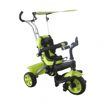 Велосипед детский трехколёсный Maxi Toys PitStop с Тентом — Светло-Зеленый