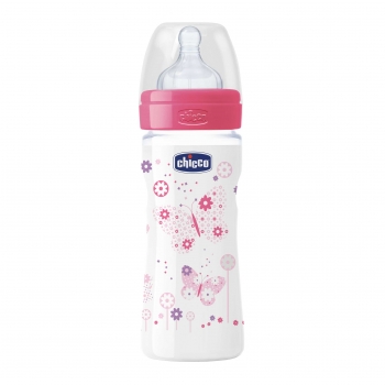 Бутылочка Chicco Well-Being Girl 2 мес.+, сил.соска, средн. поток, РР, 250 мл 310205120