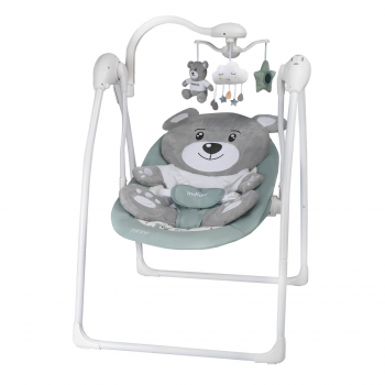 Электрокачели Indigo TEDDY (0-9 кг), с адаптером, п/у, 12 мел., 5 скоростей, москитка — Зеленый