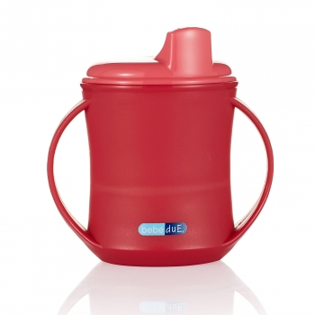 Чашка поильник 2 в 1 Bebe Due 210 мл, с 18 месяцев. — Розовый-красный