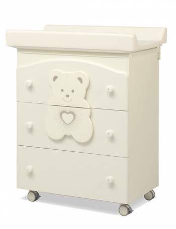 Пеленальный комод с ванночкой Erbesi Tiffany (со стразами Swarovski) — слоновая кость