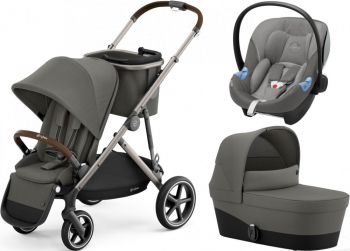 Коляска 3 в 1 Cybex Gazelle S с корзиной (автокресло Aton M) — Soho Grey