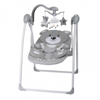 Электрокачели Indigo TEDDY (0-9 кг), с адаптером, п/у, 12 мел., 5 скоростей, москитка — Серый