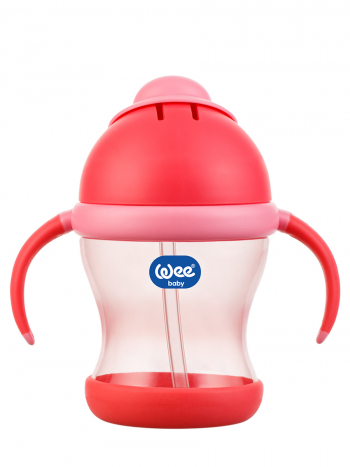 Поильник WeeBaby с трубочкой и ручками, 200 мл — Розовый