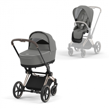 Коляска 2 в 1 Cybex Priam IV (шасси Rosegold) — Soho Grey