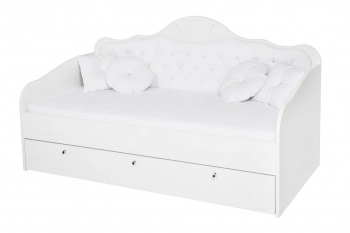 Кровать диван ABC-KING ПРИНЦЕССА 160*90 белая ткань со стразами Сваровски