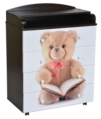 Пеленальный комод Антел Ульяна (5) Мишка 800/4 МДФ — Венге/Белый