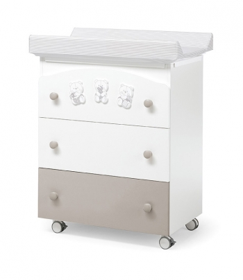 Пеленальный комод с ванночкой Erbesi Timidone — белый-песочный
