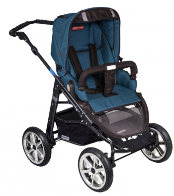 Коляска 3 в 1 Patron Fenix 4XC-B (черная рама) — tweed teal blue 665