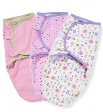 Конверт для пеленания Summer Infant SWADDLEME (размеры S/M) — Розовые рисунки - 3 шт. (р-р S/M)