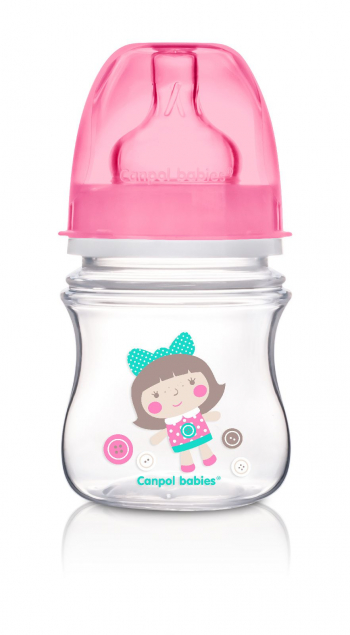 Бутылочка Canpol EasyStart Toys шир. горл., антикол., PP, 0+, 120 мл, арт. 35/220 — розовый