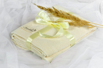 Плед вязаный Amarobaby 105*75 Ромбы — бежевый