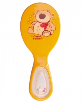 Щетка с погремушкой и гребнем Canpol арт. 56/156, 0+ мес. — желтый