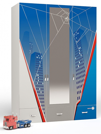 Шкаф 3х дверный ABC-KING ЧЕЛОВЕК ПАУК — паук с зеркалом