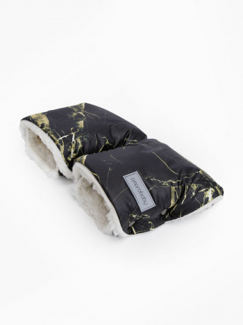 Муфты-варежки на ручку коляски AMAROBABY Snowy Travel — Мрамор, черный