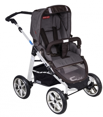 Прогулочная  коляска Patron Fenix 4XC-S (серебряная рама)  — tweed stone grey 601