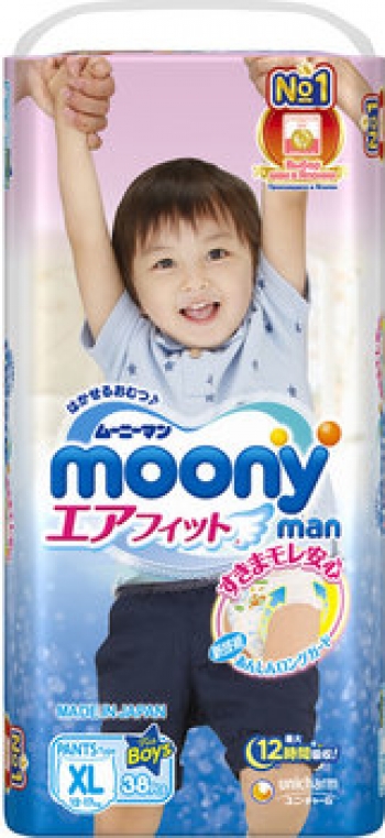 Подгузники-трусики MOONYMAN (12-17кг) 38шт (XL) — для мальчиков 