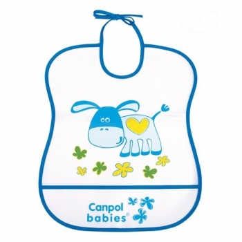 Нагрудник пластиковый мягкий Canpol арт. 2/919 — синий ослик