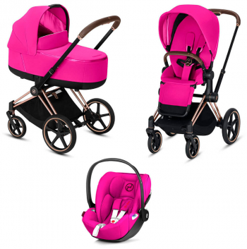 Коляска 3 в 1 Cybex Priam III (шасси Rosegold) — Fancy Pink