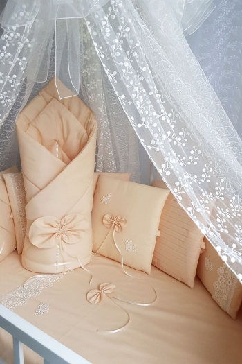 Комплект постельного белья Eco Line Бабочка (18 предметов) — Персик