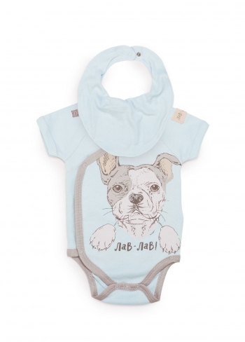 Боди с коротким рукавом в наборе с нагрудным фартуком Happy Baby 90023