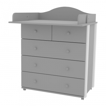 Комод Incanto NUVOLLA LUX 800/5 с широким откидным пеленальным столиком, ЛДСП — Серый