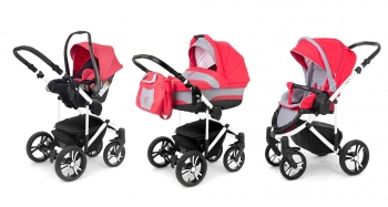 Коляска 3 в 1 Esspero Magic Pro (шасси White) — Red Grey