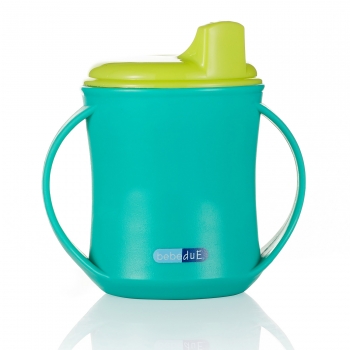 Чашка поильник 2 в 1 Bebe Due 210 мл, с 18 месяцев. — Бирюзовый-салатовый
