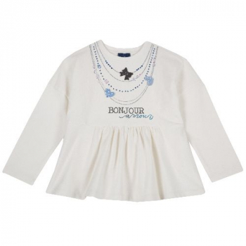 Лонгслив Chicco принт Bonjour, для девочек, цвет белый (ошибка)