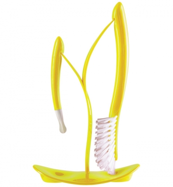 Щетки для мытья бутылочек AngelCare Bottles brushes and drying stand — лимонный