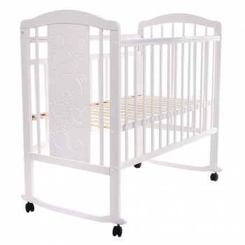 Детская кроватка Pituso Noli Мишутка (колесо-качалка) — Белый