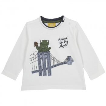 Лонгслив Chicco принт лягушонок с биноклем, цвет белый