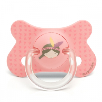 Пустышка Suavinex от 2 до 4 мес физиологическая силиконовая — роз.индеец