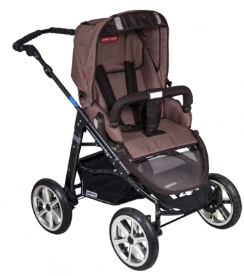 Коляска 3 в 1 Patron Fenix 4XC-B (черная рама) — tweed tabasco brown 663