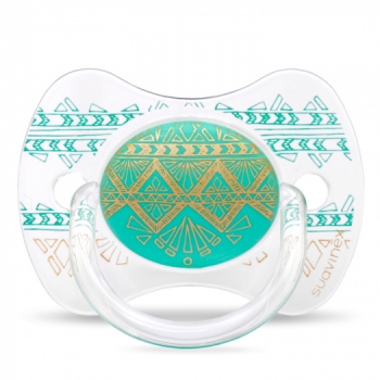 Пустышка Suavinex "Haute Couture NEW" от 0-4мес с силиконовой физиологической соской — зеленый