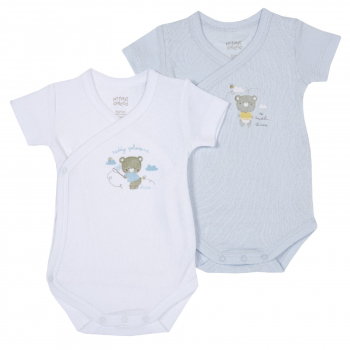 Боди 2 шт. Chicco для мальчиков, с мишкой, цвет белый и голубой