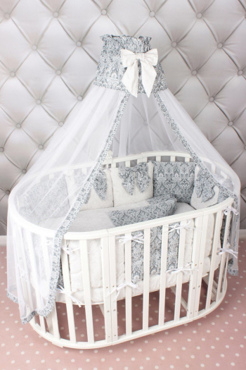 Комплект Premium в кроватку 18 предметов AmaroBaby Элит — серый