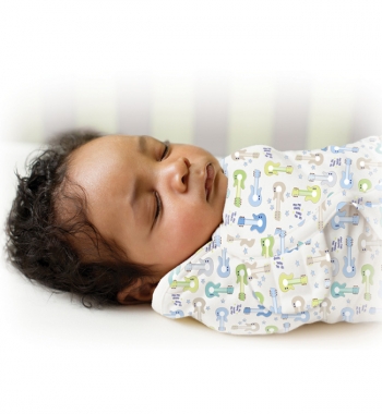 Конверт для пеленания Summer Infant SWADDLEME (размеры S/M) — белый с гитарами Boy Guitars (р-р S/M)