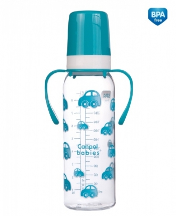 Бутылочка Canpol тритан., с ручк., сил. соска, 12+ , 250 мл, арт. 11/815prz — бюрюзовый