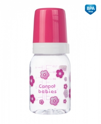 Бутылочка Canpol тритановая, с сил. соской, 120 мл, 3+ мес., арт. 11/820prz — розовый