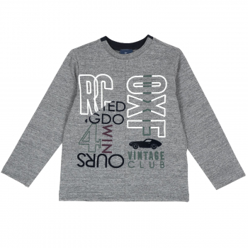 Лонгслив Chicco принт Vintage Club, для мальчиков, цвет тёмно-серый — Темно-серый, р.110