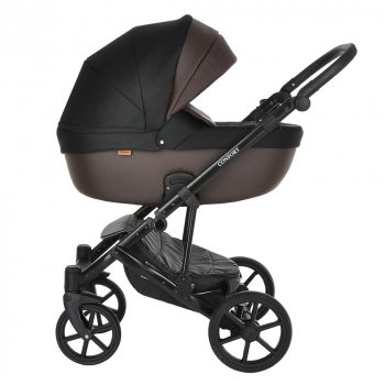 Коляска 2 в 1 PITUSO CONFORT — Черный+Кожа Тем.Шоколад/Plus