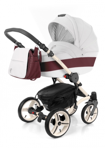 Коляска для новорожденных Esspero Grand Tour (шасси Beige GT) — Maroon leatherette
