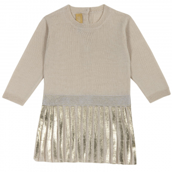 Платье Chicco, принт Блеск, длинный рукав, цвет бежевый — Бежевый, р.92