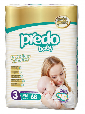 Подгузники Predo Baby Гигантская пачка (68 шт.) № 3 (4-9 кг) средний