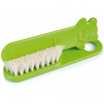 Щетка натуральная мягкая с гребнем Canpol арт. 2/424, 0+ мес. — зеленый