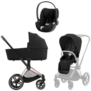 Коляска 3 в 1 Cybex Priam IV Rosegold Sepia Black и автокресло Cloud T i-Size — Sepia Black