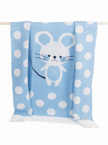 Плед вязаный Ma Licorne 1х1 м. "Petite mickey" — Bleu (голубой)