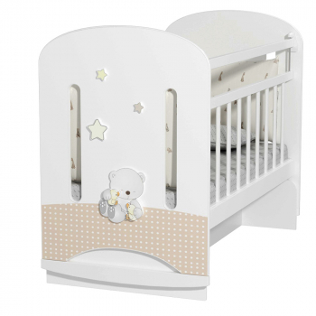 Детская кроватка Indigo Amici Nuvola (колесо-качалка с маятником) — белый